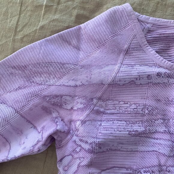 NUX One by One Long Sleeve Hand Tie Dyed Purple Workout Top - Picture 4 of 4